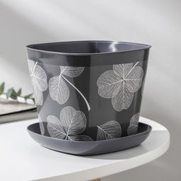 Кашпо квадратное 1,3л Листопад с поддоном (темно-серый) 38113151 Виолет - Violet фото 2
