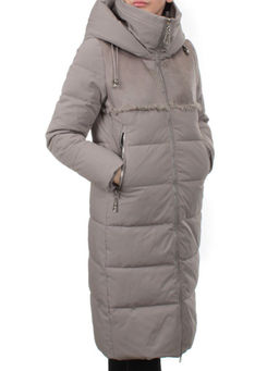 23-636 GRAY/BEIGE Пальто зимнее женское (холлоффайбер 150 гр., искусственная дубленка)