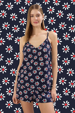 Trendyolmilla Mint-Cok Renkli %100 Pamuklu Cicekli Kalpli Sortlu Orme Pijama Tak?m? THMSS25PT00121  фото 11