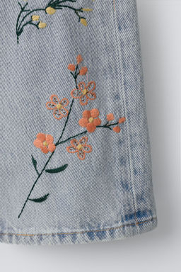 JEANS STRAIGHT FLORES BORDADAS / Azul - Zara фото 6