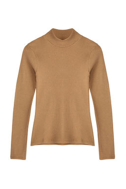 Vizon Fitted/Vucuda Oturan Dik Yaka Uzun Kol Fitilli Esnek Orme Bluz TWOAW21BZ0423