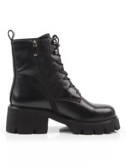 01-BE22B-3A BLACK Ботинки демисезонные женские (натуральная кожа, байка)