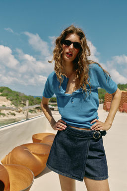 FALDA PANTAL?N Z1975 CRUZADA DENIM HEBILLA / Azul - Zara фото 3
