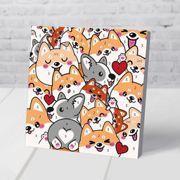 Картина по номерам для детей Корги, 15?15 см