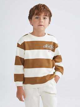 Bisiklet Yaka Bask?l? Erkek ?ocuk Sweatshirt