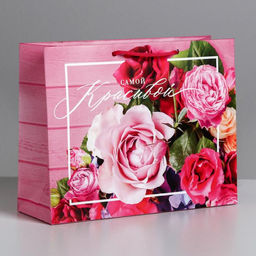 Цена за 2 шт. Пакет подарочный ламинированный, упаковка, Самой красивой, MS 23?18?8 см