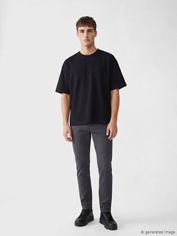 Bisiklet Yaka Penye Erkek Ti??rt