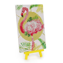 Алмазная мозаика с частичным заполнением на подставке «Фламинго», 13×19 см, картон