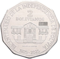 Монета 2 боливиано 2025 года Боливия 200 лет Независимости