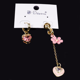 Серьги с сердечками с золотым покрытием, с алмазный стеклом