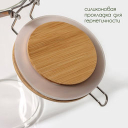 Банка для сыпучих Bella Tenero Эко, 1.3 л, 1022 см, с бугельным замком, стекло, прозрачная - BellaTenero фото 4