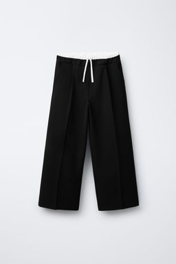 PANTAL?N WIDE LEG CINTURILLA DOBLE / Negro - Zara фото 2