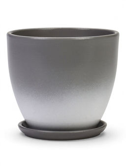 Горшок цветочный с поддоном 1,4 л, d15/h13 см серый керамика, "Туман" (М)