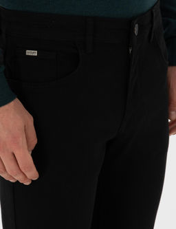 Siyah Slim Fit Pamuk Liyosel Kar___ml_ Jean Pantolon