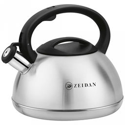 "Zeidan" Чайник из нержавеющей стали 3л, со свистком, индукционное дно, курковый механизм, фиксированная бакелитовая ручка, подарочная коробка (Китай)