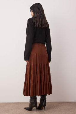 Kahverengi A-line F?rf?r Detayl? Kopuk Esnek Orme Etek TWOAW26ET00155 - Trendyolmilla фото 4