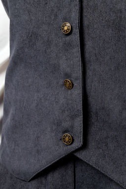 Костюм брючный вельветовый с жилеткой 399GRY