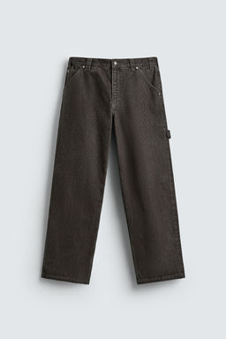 RELAXED FIT FLOCKED STRIPED TROUSERS - Zara фото 17