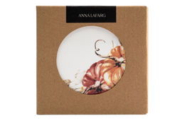 Подставка под кружку, 11 см, круглая, керамика/пробка, белая, Тыквы, Light pumpkin