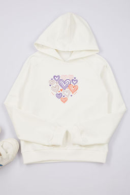 Gul Kurusu K?z Cocuk Kalp Desenli Kapusonlu Orme Sweatshirt TKDAW25SW00040 - Trendyolmilla фото 2