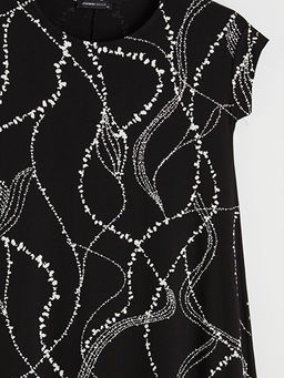 Bisiklet Yaka Desenli A Kesim Elbise