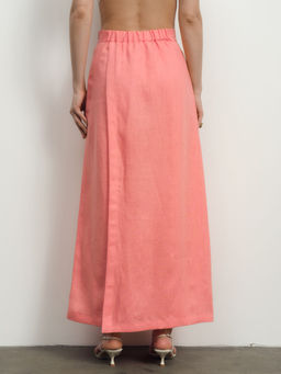 Юбка-брюки льняная 10990 коралловая