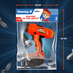 Детский инструмент Шуруповёрт, 3 насадки, на батарейках - Woow toys фото 3