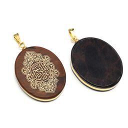 Кулон из обсидиана овал с окантовкой " Мусульманский №1" 20*30мм, 10гр.