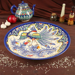 Ляган узбекский Риштанская Керамика «Жар-птица», d=41 см, МИКС