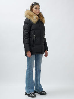 Куртка Бренд Visdeer ПРЕМИУМ КЛАССА зимняя с мехом ЕНОТА, черного цвета - Mtforce фото 4