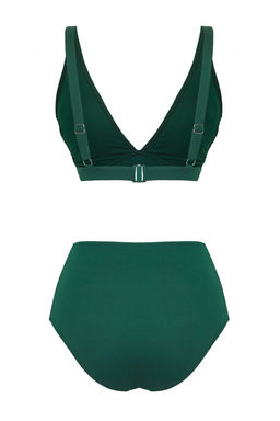 Trendyolmilla Zumrut Yesili Ucgen Dokulu Yuksek Bel Regular Bikini Tak?m? TBESS25BT00117 фото 12