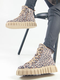 Ботинки 217.91505be.Бежевый леопард/мех
