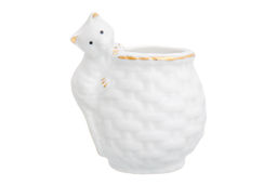 Вазочка п/зубоч. 5,8*4,5*7,5 см 50 мл Котенок с вазой белая, золото - Elan gallery фото 3