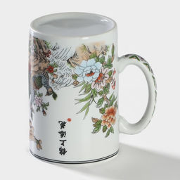 Кружка ситом Цветы, 300 мл, керамика, белая