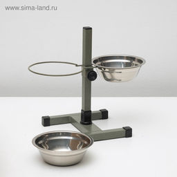 Подставка с мисками, 2500 мл, высота 30 см, разборная, зелёная - Пижон фото 7