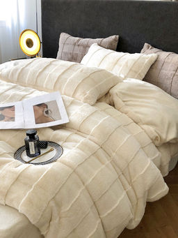 КПБ меховое MENCY с простыней и наволочками MENMEX ЧЕРНЫЙ