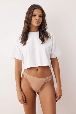 Kahverengi-Cok Renkli 3lu Micro Dantel Detayl? Duz Tanga Kulot THMAW26KU00014 - Trendyolmilla фото 5