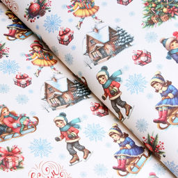 Цена за 3 шт. Бумага упаковочная новогодняя Настроение, белый крафт, 1 лист, 80 г/м?, 70?100 см