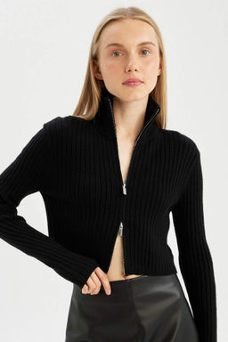 Coool Yar?m Bal?kc? Yaka Fermuarl? Triko H?rka - Defacto фото 2