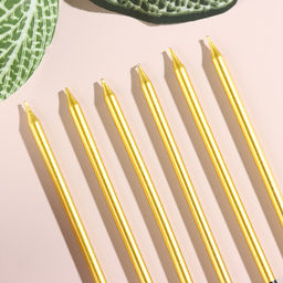 Свечи в торт Праздник, 6 шт, 14,5 см, золото с чёрным - Страна карнавалия фото 6