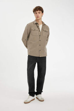 Хлопковая рубашка обычного кроя с длинными рукавами - Defacto фото 2