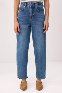 Mavi Dikis Detayl? Yuksek Bel Az Esnek Barrel Jeans TWOSS26JE00306 - Trendyolmilla фото 3