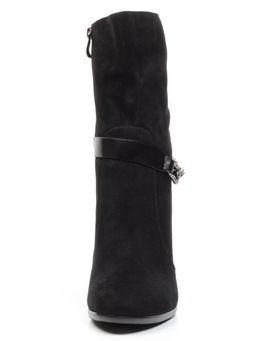 02-YF189-061M BLACK Полусапоги зимние женские (натуральная замша, натуральный мех (еврозима))