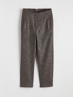 Dar Fit Ekose Kad?n Pileli Kuma? Pantolon