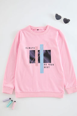 Mint K?z Cocuk Bask?l? Orme Sweatshirt TKDAW25SW00043 - Trendyolmilla фото 2