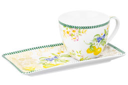 Чашка 250 мл с блюдцем для десерта 20*10*2 см Лимоны, NEW BONE CHINA - Elan gallery фото 5