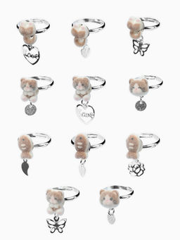 Цена за 36 шт. Кольцо «Выбражулька» котики бархат, МИКС, безразмерное (фас. 36 шт.)