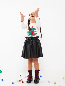 Bisiklet Yaka Y?lba?? Temal? Uzun Kollu K?z ?ocuk Ti??rt - Waikiki фото 3