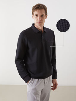Polo Yaka Uzun Kollu Erkek Sweatshirt