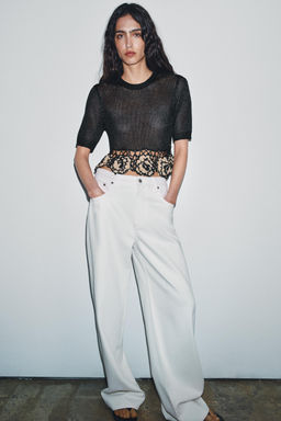 TOP PUNTO FLORES ESTRUCTURA / Negro / Crudo - Zara фото 8